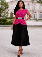 LUXE MIYAKI FREE SIZE 2PCS GOWN & CORD LACE TOP SET WITH FREE STONED ELASTIC WAIST BELT - Image 2