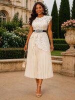 LUXE MIYAKI FREE SIZE 2PCS GOWN & CORD LACE TOP SET WITH FREE STONED ELASTIC WAIST BELT - Image 7