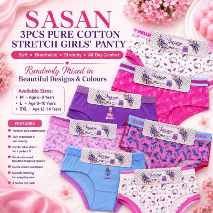 SASAN 3PCS PURE COTTON STRETCH GIRLS PANTY SET